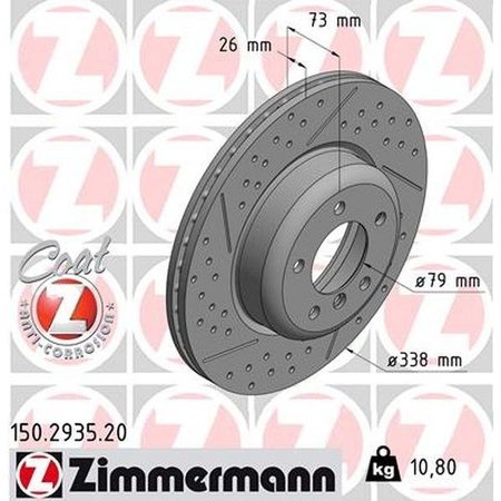 ZIMMERMANN Brake Disc - Standard/Coated, 150.2935.20 150.2935.20
